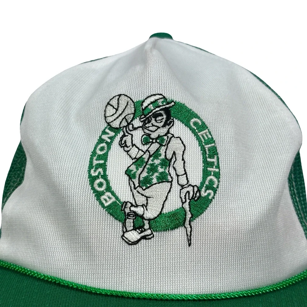 Vintage‎ Supercap Boston Celtics Mesh Rope Trucker SnapBack Hat Green White 80s